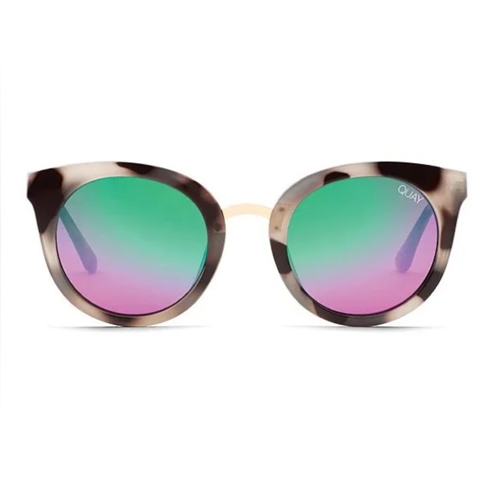 Quay Australia SHOOK Pink & Green reflective lens sunglasses